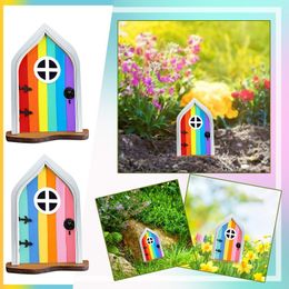 Decorative Objects & Figurines Wooden Fairy Gnome Window Door Miniature Home And For Trees Yard Art Garden Sculpture Decor Outdoor Statues