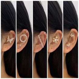 ear crawler cuff earrings UK - 18K Plated Gold Climber Ear Cartilage Clip On Earrings for Women Ear Cuff Wrap Crawler Hook Earrings Studs Rhinestone Jewelry