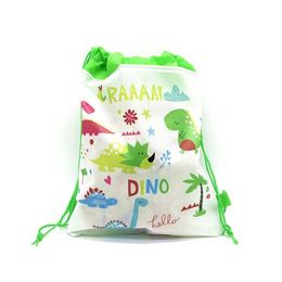 Cartoon Dinosaur Party Bags For Kids Birthday Drawstring Backpack Non-Woven Fabric Child School Bag Organiser Pouch