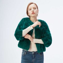 ETHEL ANDERSON 100% Real Rabbit Fur Women's Coat/Jacket Outwear Beauty Purple Color XXXL Size Coat 210906