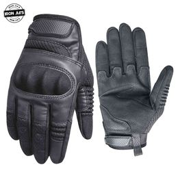 IRON JIA'S Motorcycle Men PU Leather Touch Screen Breathable Hard Knuckle Moto Riding Protective Gear Motocross Gloves