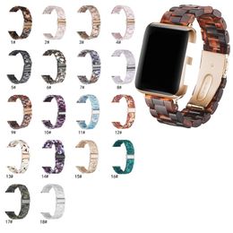 Retro Resin Strap For Apple Watch band 44mm 42mm 40mm 38mm Fashion Wood Grain Jade Color Bracelet Wristband Iwatch Series 6 5 4 SE Watchband Smart Accessories