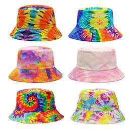 Party Hats Tie Dye Fisherman Hat Men and Women Summer Sun Cap Travel Beach Double Basin Caps 6 Style T500880
