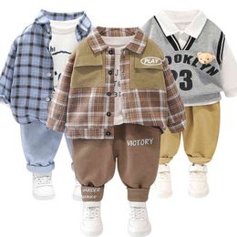 Criança menino roupas bebê terno primavera e outono roupa infantil terno moda fashion kids fofo menino listrado terno 220113