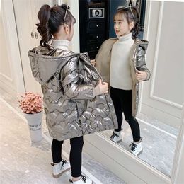 Girls Jacket Winter Kids Dot Printing Zipper Down Baby Thick Warm Hooded Coat Children Fashion Casual Long s 211204