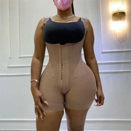 Women's corset Bodyshaper High Compression Garment Abdomen Control Double Bodysuit Waist Trainer Open Bust Shapewear Fajas 220107