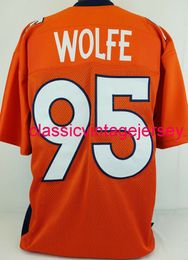 Men Women Youth Derek Wolfe Custom Sewn Orange Football Jersey XS-5XL 6XL
