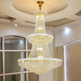 Cost-Effective Modern European Style Pendant Lamps Hotel Golden/Chrome Luxury Villa K9 Crystal Chandelier