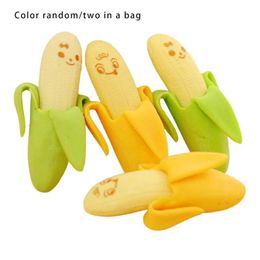 Novelty Items Lightweight Environmentally Friendly Creative Cute 2pcs Banana Fruit Pencil Eraser Rubber