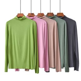 New Candy Color Spring Autumn T Shirt Women Korea Style Long Sleeve T-Shirt 95% Cotton Slim Fit Women Tshirt Tee Shirt Femme 3XL 210302