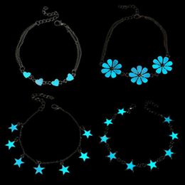 Charm Bracelets Luminous Fashion Love Heart Bangles Bracelet For Women Link Chains Silver Colour Glow In The Dark Jewellery Female Gift