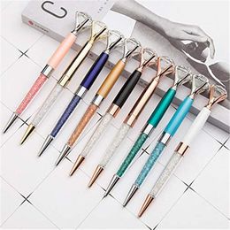 Crystal Diamond Pens Bling Metal Ballpoint 1 mm Black Ink School Office Supplies Gift Pen for Wedding KDJK2106