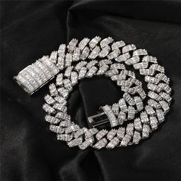 19mm 16-20inch Gold Silver Plated Bling CZ Cuban Chain Necklace Links Hip Hop Rapper Street Jewelry for Men Women