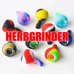 Colorful Smoking Silicone 14MM Male Joint Glass Hole Filter Bowl Dry Herb Tobacco Oil Rigs Wax Bongs Bowls Container Tool High Quality Hookah Holder DHL Free