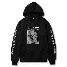 Jojo Bizarre Adventure Anime Hoodie Streetwear Coole Cartoon Grafik Sweatshirts Y1213