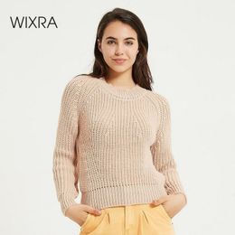 Wixra Womens Sweater Pullovers Thick Casual O neck Solid Autumn Winter Female Knit High Elastic Long Sleeve Twisted Jumpers 210218