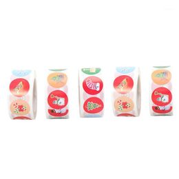 Gift Wrap 5 Rolls Christmas Labels Self Adhesive Cartoons Stickers Packaging Sticker