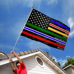 NEWThin Multi Line Flag Red Blue Green USA 3x5ft banner Flags for decoration CCA10954