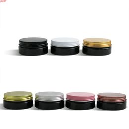 24 x 50g Travel Empty Black Pet Skin Care Cream Jar With Metal Lids with Insert 5/3oz Cosmetic Container Thread size 67mmgoods qty