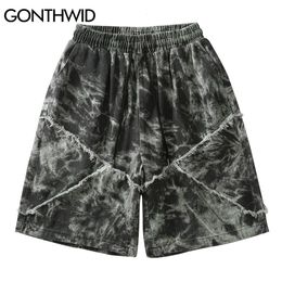 GONTHWID Shorts Streetwear Hip Hop Tie Dye Short Sweatpants Summer Men Harajuku Casual Jogger Baggy Sweat Pants Fashion Trousers C0325