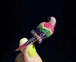 multi Colour animal parrot brooch 925 sterling silver with cubic zircon fine women Jewellery high quality