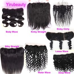 Transparent 13X4 Lace Frontal Malaysian 100% Virgin Human Hair Silky Straight Kinky Curly Deep Wave Wholesale 12-24inch Pre Plucked