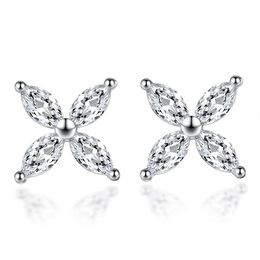 Stud ModaOne 925 Sterling Silver Lucky Leaves Snowflakes Earrings For Women Jewelry Oorbellen Brincos