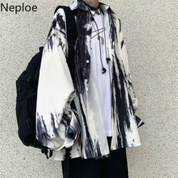 Neploe Tie Dye Shirts Long Sleeve Gothic Oversized Blouse Korean Streetwear Harajuku Women Men Fashion Clothes Tops Blusas 210225
