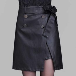 Skirts Women Skirt Fashion Casual Leather 2021 Party Mini High Waist Ladies Streetwear Solid Color Lace Up