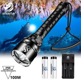 IP68 Powerful Diving Flashlight Highest Waterproof Professional diving light With anti-skid Rope Use 5 x super bright lamp beads 211231