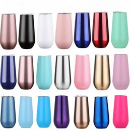 6oz Champagne Tumbler Sublimation Flute Mug Wine Cup Slim Water Glass 18/8 Stainless Steel Insulated Vacuum Flask Double Wall Bottle