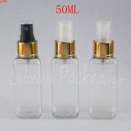 50ML Transparent Plastic Bottle With Gold Spray Pump , 50CC Toner / Water Sub-bottling Empty Cosmetic Container ( 50 PC/Lot )goods