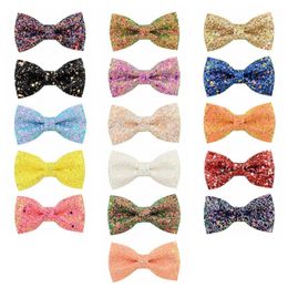 PU Girls Hairpin Baby Kids HairBows Sequin Glitter Bow Clips Children Hair Accessories Girl Bowknot Barrettes