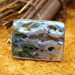 Rectangle Shape Paua Abalone Shell Sea Natural Shell Pendants for Necklace Making Women Men Jewelry 5 Pieces