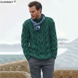 Зимний мужской пуловер, повседневный мягкий и удобный пуловер, пальто, толстый теплый крутой мужской свитер ручной вязки 201022