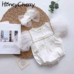 Summer short-sleeved sweet romper baby girl princess Bodysuits clothes 210702