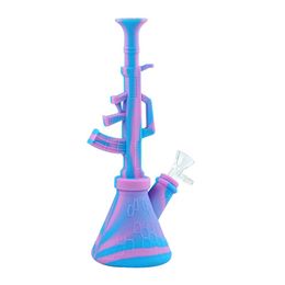 silocone smoking water bongs AK 47 bubbler wax oil rigs hookahs tobacco 10.6 inch Colourful