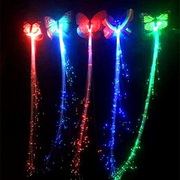 Colorful butterfly glow braids flash braids led optical fiber hair birthday party entertainment cheer props