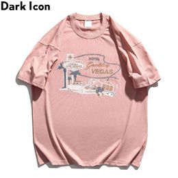 Printed Tshirt Men Women Summer Round Neck Oversized Cotton T-shirts Men's Tee Shirts Grey Pink 210603