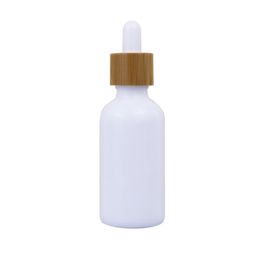 new white porcelain glass jars with bamboo lid glass and dropper 10ml/50ml containers bamboo lids Reagent Pipette Dropper Bottles