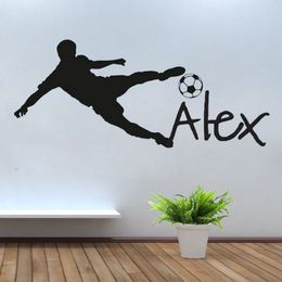 Personalised Name Vinyl Wall Decal Sticker For Nursery Football Soccer Ball Custom name Wall Sticker For Kids Bedroom huang094 210308