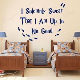 I Solemnly Swear That I Am Up To No Good Quotes Wall Sticker Vinyl Home Decor Kids Boys Room Marauders Map Harry P Decals 4260 210308