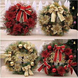 30/40cm Christmas Garland Wreath Pinecone Decorations for Home Xmas Party Supplies Hanging Ornament Decoration 211019