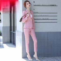 New Womens Office Formal Blazer Top Coat Wide Leg Pants Slim 2Pcs Suit  Korean  eBay