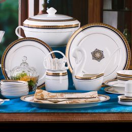 Jingdezhen ceramic tableware bowl set 58 porcelain skull bone china high foot bowlhigh quatity