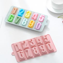 Wholesale Number 0 to 9 rectangular cake mould jelly pudding biscuit chocolate molds Silicone Mold ice grid A217202