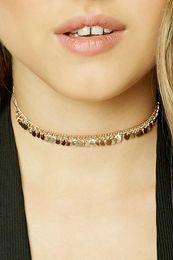 Chains DIY Fashion Square Bar Lock Necklace Lady Exquisite Simple Sequins Pendant