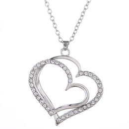 Accessories double love peach heart diamond necklace alloy new sweater chain