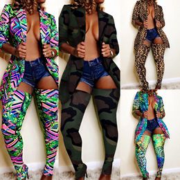 Plus Size Camo Leopard Two Piece Pants Women Rave Festival Top Pant Fall 2 Matching Sets Sexy Birthday Club Outfits