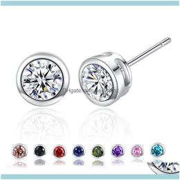 Charm Jewelrybig 925 Sterling Sier 6mm Brincos para mulheres Cubic Zirconia Jewelry Gifts Baby/Girls/Students Drop Delt 2021 Ijdik